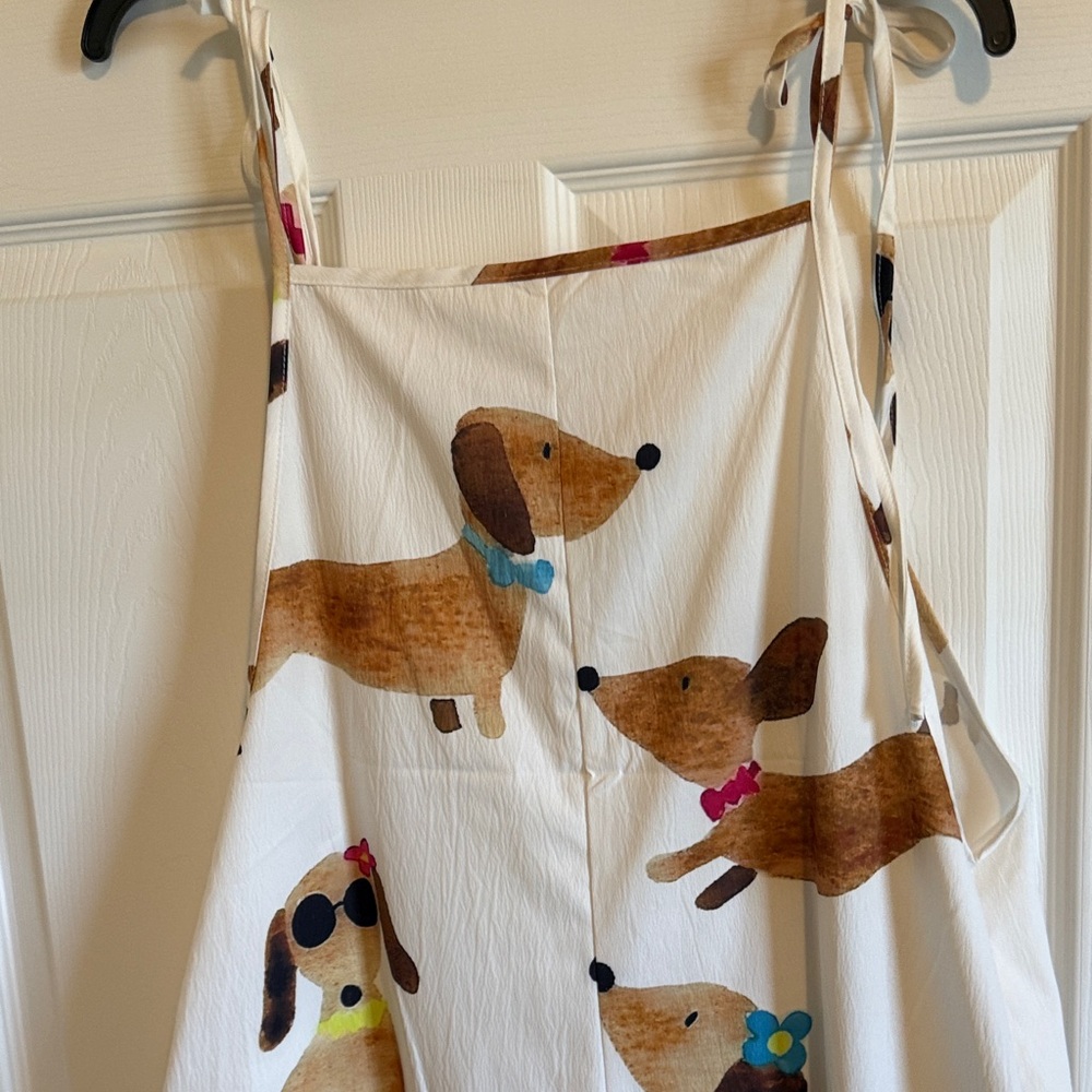 White Dachshund Print Cotton Overalls - Picture 7 of 7